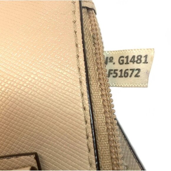 COACH Darcy Bow Small Zip Wristlet Silver/Sand Cross Grain Leather G1481-F51672 - Picture 4 of 9